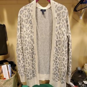 Gray leopard print GAP open cardigan